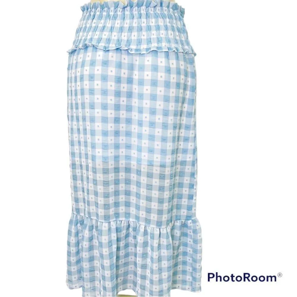 Top Shop Gingham smocked midi skirt NWOT size 4